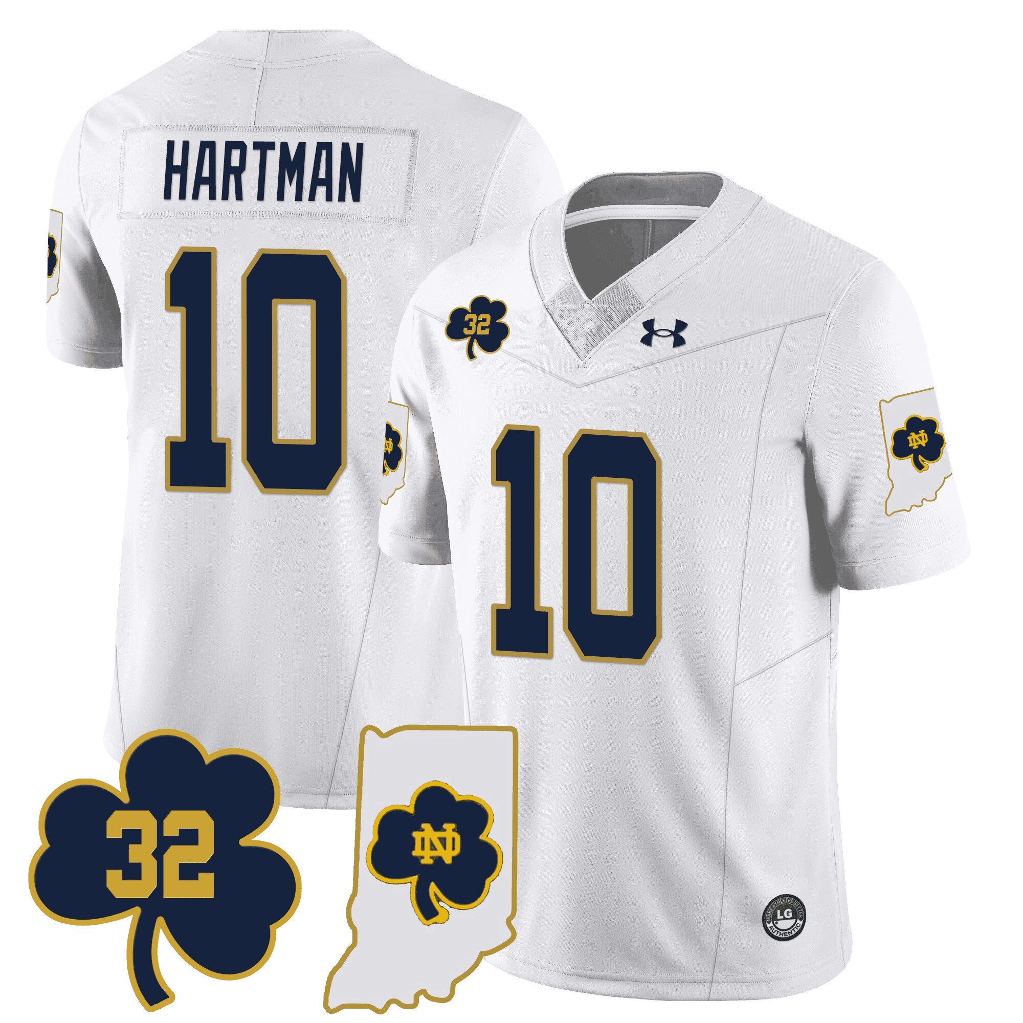 Men Notre Dame Fighting Irish #10 Hartman White 2024 Vapor Limited NCAA Jersey
